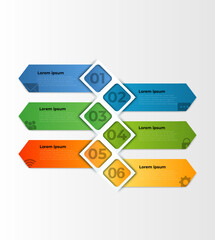 Business Infographic. Modern infographic template. Abstract diagram with 6 steps, options, parts, or processes. Vector business template for presentation. Creative concept for infographic