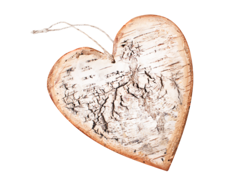 Herz aus Birkenholz und Hintergrund transparent PNG cut out - Powered by Adobe