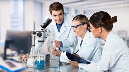 Serious medical scientist do research in laboratory