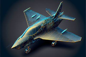 Fototapeta na wymiar Hologram jet aircraft, created with generative AI technology