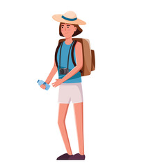 Characters tourists traveling people