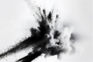 black and white smoke explosion on a white background, generative ai