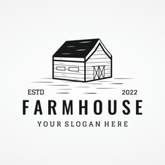 Home or barn logo template design or organic farm barn and vintage animal farm house.Vintage country logo.