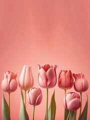 Rosa, Pinker Tulpen-Hintergrund in Pastellfarben - Karten Design - Generative AI