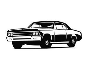 Obraz na płótnie Canvas Chevrolet muscle car logo silhouette. isolated white background view from side. Best for badge, emblem, icon, sticker design. car industry. available in eps 10.