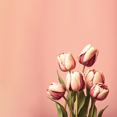 Rosa, Pinker Tulpen-Hintergrund in Pastellfarben - Karten Design - Generative AI