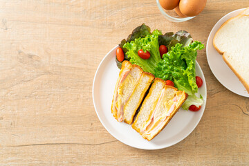 homemade sandwich ham cheese with salad