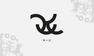 Fototapeta premium Letter K and U Creative Combined Initial Simple Logo Template Design