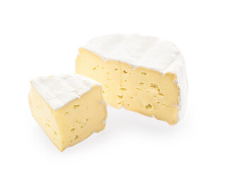 Brie cheese isolated on white background with clpping path without shadow