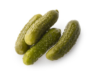 Marinated cucumbers, pickles isolated on white background