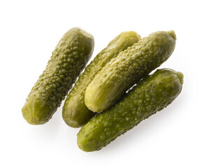 Marinated cucumbers, pickles isolated on white background