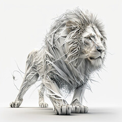 Lion  for t-shirt printing design and various uses, on white background, generative ai 