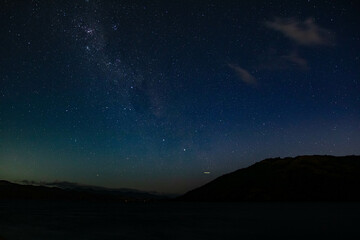 Starry Night Sky over water with Milky Way Galaxy