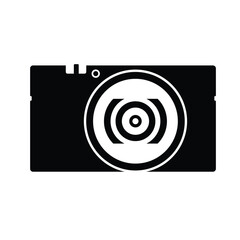 Camera Silhouette. Black and White Icon Design Element on Isolated White Background