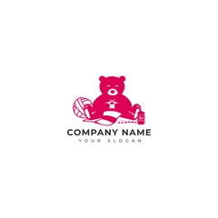 Knitting bear logo vector design template.