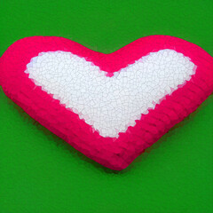 Red heart on a green background. 3d rendering, 3d illustration. Valentines Day. Illustration Background for Valentine`s Day.