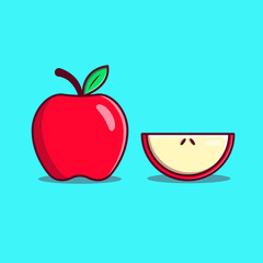 red apple with a leaf cartoon illustration
