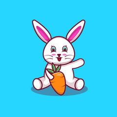Obraz na płótnie Canvas easter bunny with carrot cartoon illustration