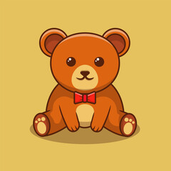 Fototapeta premium teddy bear with ribbon cartoon illustration