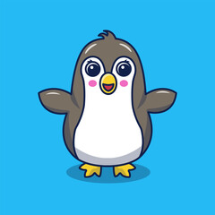 penguin with happy face cartoon illustration