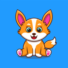 Obraz premium cute baby fox smile cartoon illustration