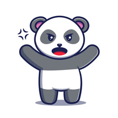 cute panda character mad or angry expression vector illustration