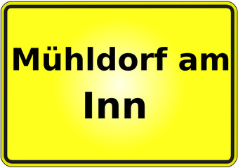 Fototapeta premium Stadteingangsschild Deutschland Stadt Mühldorf am Inn