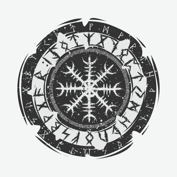 Viking symbol rune dark circle shield