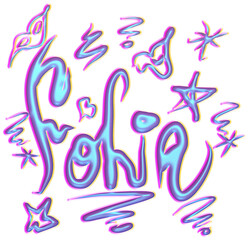 Fototapeta premium illustration text revelry blue neon lilac