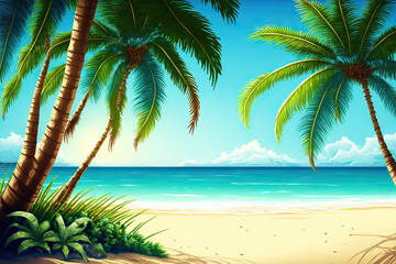 Obraz na płótnie Canvas beach with palm trees. Generative AI