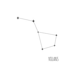 Fototapeta na wymiar Constellation Volans scheme in starry sky. Doodle, sketch, linear icons of all 88 constellations on white background