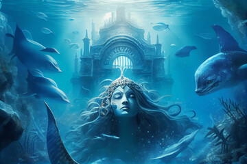 Meerjungfrau in Atlantis - obrazy, fototapety, plakaty