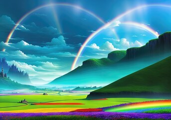 Obraz premium legendary valley of rainbows 