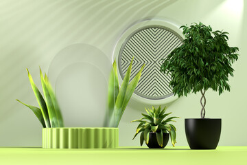Background for advertising banners with green plants