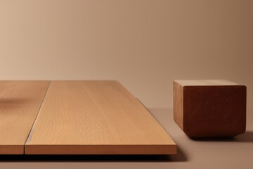 High-Resolution Image of Wooden Product Display Background Showcasing a Natural and Elegant Design, Perfect for Adding a Touch of Class to any Project. Mockup for a Natural Product Presentation