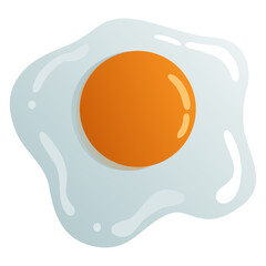 Fried Egg Illustration Flat Design Realistic Vector Art