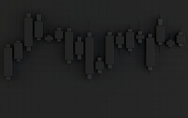 3d black Chart finance on black background
