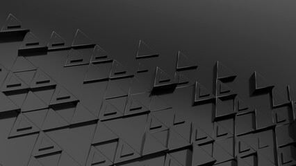 Abstract 3d illustration. Black blocks on a black background