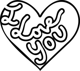 Black and white heart illustration. PNG with transparent background