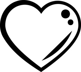 Black and white heart illustration. PNG with transparent background