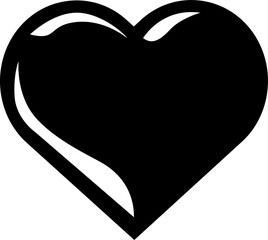 Black and white heart illustration. PNG with transparent background