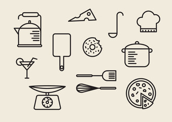 Kitchenware’s line art icon set 
