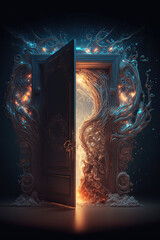 Portal door to another world, fantasy world