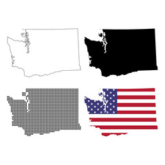 Set of Washington map shape, united states of america. Flat concept symbol vector illustration