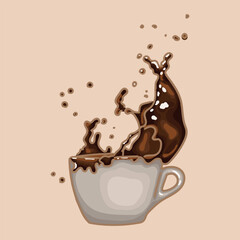 Illustration of a splash of coffee with milk