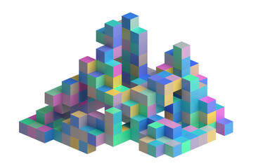 Colorful geometric structure, 3d render