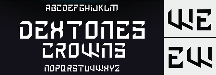 DEXTONES CROWNS Modern Bold Font. Regular Italic Number Typography urban style alphabet fonts for fashion, sport, technology, digital, movie, logo design, vector illustration