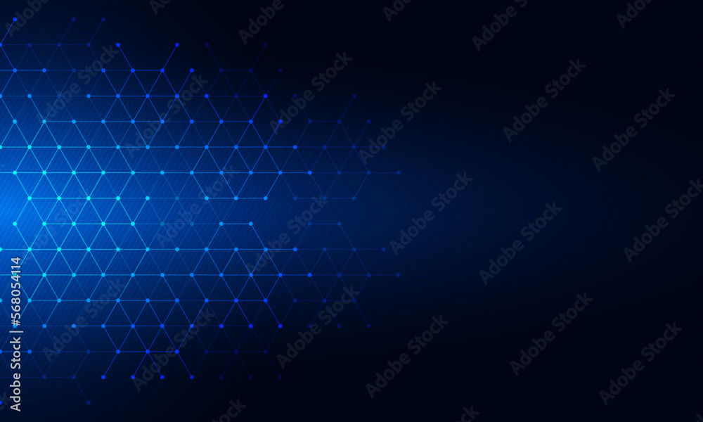 Wall mural abstract technology background and design element with hexagons pattern and geometric shapes