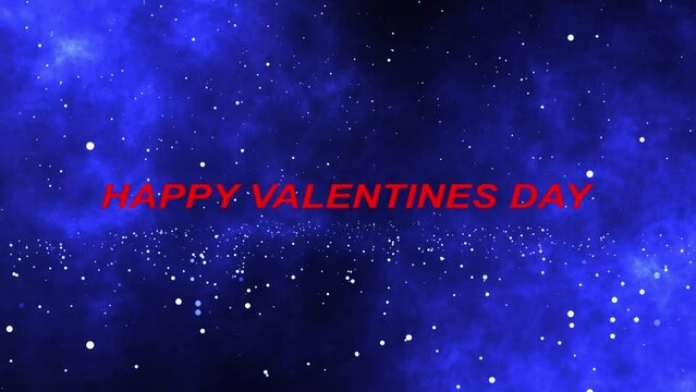 You make me smile. Happy valentines day colorful text animation with sparkling particle stream on dark blue background.
