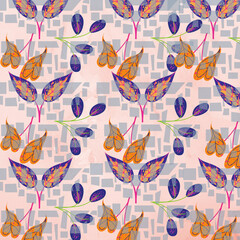 Seamless patterns colorful leaves
